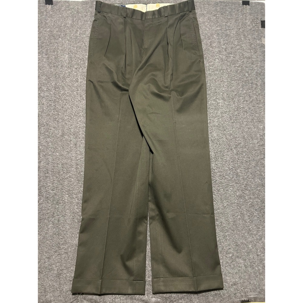 Polo ralph lauren chino pants pleated cuffed usa made green fit 33X32 (tag 34)